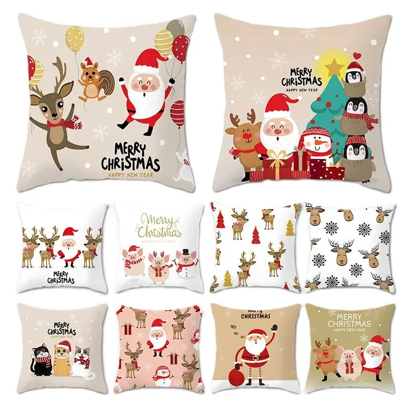 2021 Suitable For Sofa New Christmas Decoration Pillowcase Pillow Home Cute Deer Santa Car Cushion45*45cm | Дом и сад