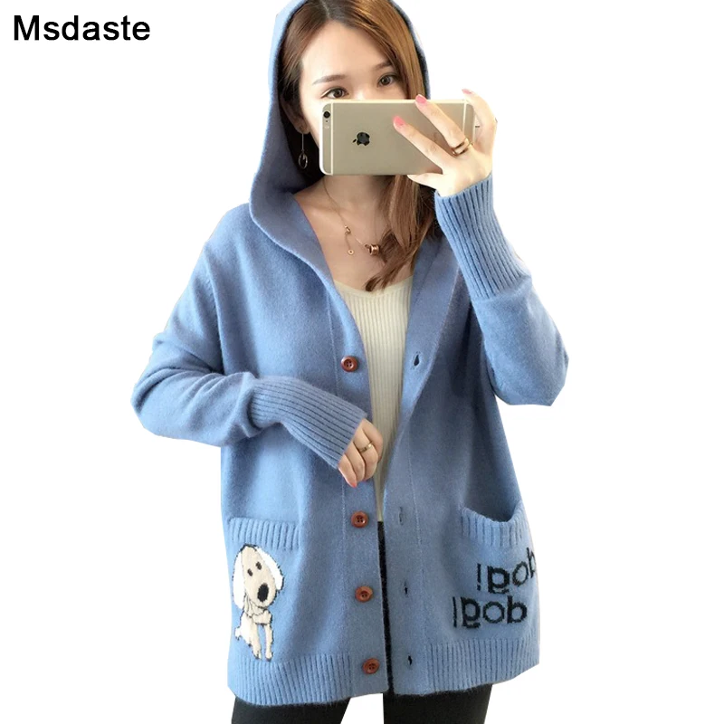 Sweater Women Knitwear Animal Dog Knitted Cardigans 2019 Autumn Loose Casual Female Coats with Cap Woman Cute Jackets Outwear
Sweater Women Knitwear Animal Dog Knitted Cardigans 2019 Autumn Loose Casual Female Coats with Cap Woman Cute Jackets Outwear