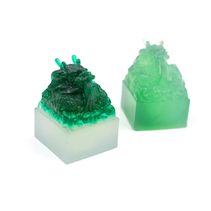 

Crystal Epoxy Resin Mold Dragon Head Jade Seal Sculpture Silicone Mould DIY Crafts Home Decoration Casting Making Tool