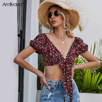 Amtivaya Women Chiffon Floral Tops V-neck Sexy Holiday Style Beach Short Exposed Waist Dew Shoulder Fashion Summer 2020 Clothing
Amtivaya Women Chiffon Floral Tops V-neck Sexy Holiday Style Beach Short Exposed Waist Dew Shoulder Fashion Summer 2020 Clothing