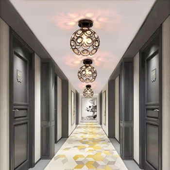 

Modern K9 Crystal Ceiling Lamps Chandelier E27 Surface Mount Gold Home Light For Hallway Aisle Hotel Balcony Plafon Luminaire