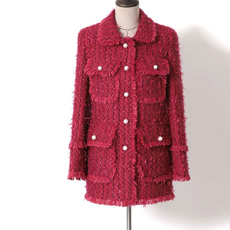 EXCELLENT QUALITY 2018 Stylish Designer Blazer Coat for Women Pearls Button Fringed Tweed Coat
EXCELLENT QUALITY 2018 Stylish Designer Blazer Coat for Women Pearls Button Fringed Tweed Coat