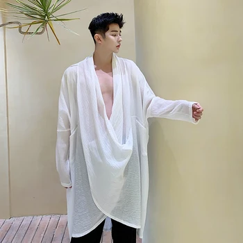 EWQ / men's wear 2020 spring summer new black white big V collar oversize long shirt Long Sleeve vintage irregular tops 9Y1014
EWQ / men's wear 2020 spring summer new black white big V collar oversize long shirt Long Sleeve vintage irregular tops 9Y1014