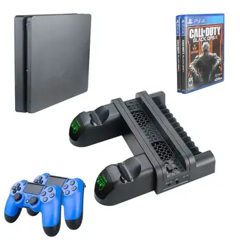Dual Controller Charging Station Stand Holder with Cooling Fan for PS4 Slim Pro K1KF 
Dual Controller Charging Station Stand Holder with Cooling Fan for PS4 Slim Pro K1KF