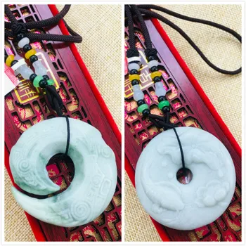 Natural Guizhou Cuiyu Hand-carved light green hollow double jade donut Retro curved dragon pendant necklace Men and women sweate 
Natural Guizhou Cuiyu Hand-carved light green hollow double jade donut Retro curved dragon pendant necklace Men and women sweate