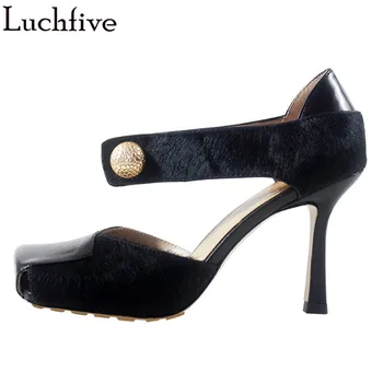 Horsehair Square Toe Summer Sandals Metal Buckle Ladies Shoes High Heels Black Shoes Woman Runway Zapatos De Mujer
Horsehair Square Toe Summer Sandals Metal Buckle Ladies Shoes High Heels Black Shoes Woman Runway Zapatos De Mujer