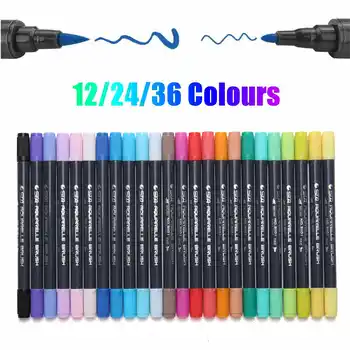 12/24/36 Colors Dual Tip Brush Marker Pens Watercolor Art Markers Calligraphy Coloring Drawing Art Supplies with Marker Pad
12/24/36 Colors Dual Tip Brush Marker Pens Watercolor Art Markers Calligraphy Coloring Drawing Art Supplies with Marker Pad