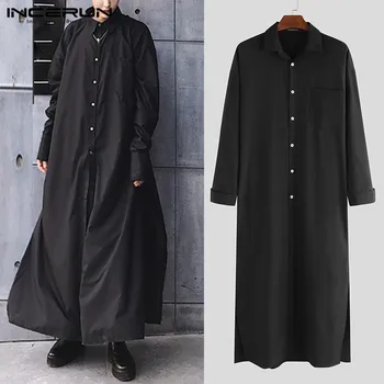 2020 Spring Men Long Shirt Long Sleeve Lapel Punk Muslim Loose Long Style Tops Kaftan Streetwear Split Hem Dress Shirts S-5XL
2020 Spring Men Long Shirt Long Sleeve Lapel Punk Muslim Loose Long Style Tops Kaftan Streetwear Split Hem Dress Shirts S-5XL