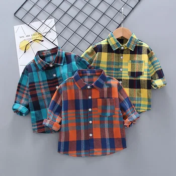 Spring Boys Shirt Cotton Baby Boy Clothes Long-sleeved Shirt Cartoon Lapel Plaid Shirt Children's Shirt
Spring Boys Shirt Cotton Baby Boy Clothes Long-sleeved Shirt Cartoon Lapel Plaid Shirt Children's Shirt