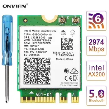 Onvian WiFi 6 AX200 WiFi Card Intel Wireless Network Card Bluetooth 5.0 802.11ax Dual Band 5GHz/2.4GHz WiFi 6 Card for Laptop
Onvian WiFi 6 AX200 WiFi Card Intel Wireless Network Card Bluetooth 5.0 802.11ax Dual Band 5GHz/2.4GHz WiFi 6 Card for Laptop