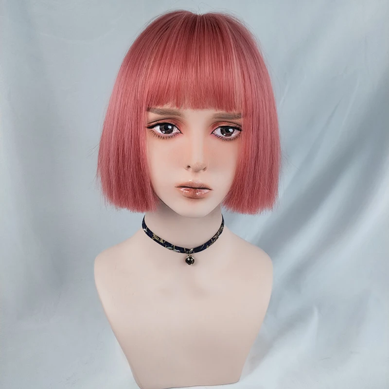 GAKA Women's Cosplay Anime Color Wig Female Short Straight Hair Pink Bobo Lolita Wig Green Air Bangs Synthetic Wig Set
GAKA Women's Cosplay Anime Color Wig Female Short Straight Hair Pink Bobo Lolita Wig Green Air Bangs Synthetic Wig Set