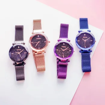 Women's Fashion Stainless Steel Bracelet Prismatic Glass Simple Rhinestone Magnetic Starry Sky Shine Quartz Quartz Wrist Watch
Women's Fashion Stainless Steel Bracelet Prismatic Glass Simple Rhinestone Magnetic Starry Sky Shine Quartz Quartz Wrist Watch