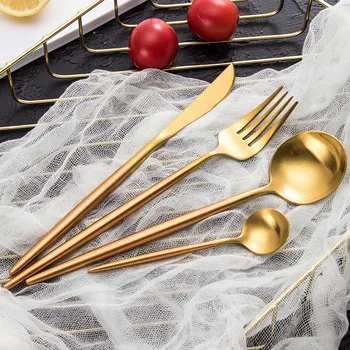 Gold Cutlery Set 18/10 Stainless Steel Cutlery Modern Dinner Sets Fork and Knife Set Gold Utensils Set Tableware Kitchen Home
Gold Cutlery Set 18/10 Stainless Steel Cutlery Modern Dinner Sets Fork and Knife Set Gold Utensils Set Tableware Kitchen Home