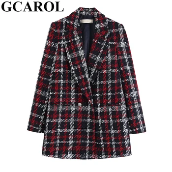 GCAROL Women Twist Tweed Plaid Double Breasted Checked Jacket Buttons Thick Warm Elegant Suit Coat Spring Fall Winter Outwear
GCAROL Women Twist Tweed Plaid Double Breasted Checked Jacket Buttons Thick Warm Elegant Suit Coat Spring Fall Winter Outwear