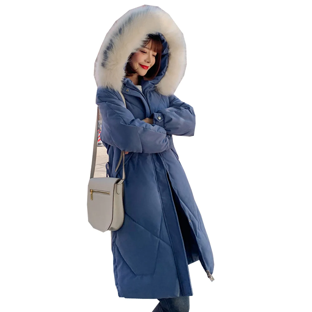 Пуховая парка новые зимние пальто для женщин большой меховой воротник пуховик