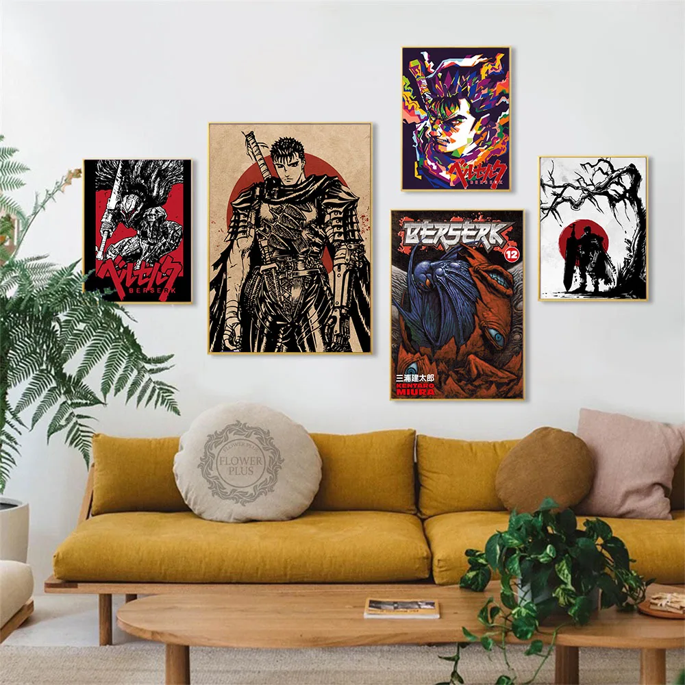 Berserk постер японское аниме настенное искусство холст картины постеры и фотообои декоративные домашние