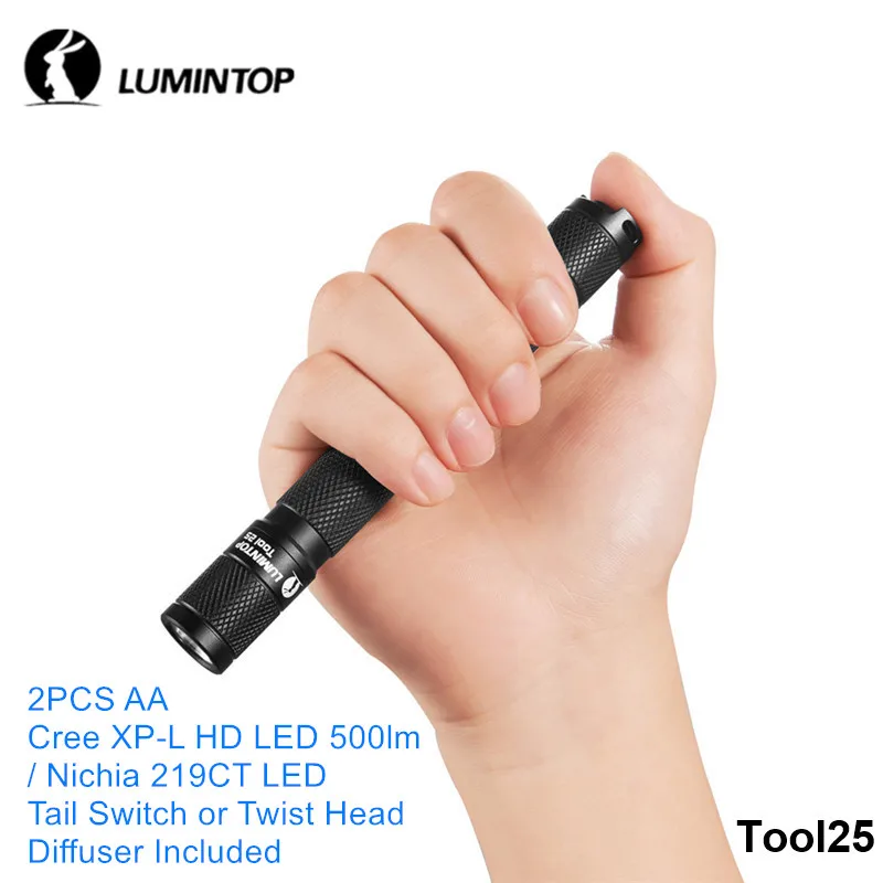 

Lumintop Tool25 Nichia 219CT LED Diffuser Included Dual AA EDC Flashlight Cree XPL Tail Switch Head Twist Portable Outdoor Torch