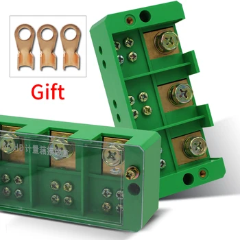 

1pcs Connection Distribution Box 3-in 6-out Three phase Green Terminal Block Row Junction Metering Box Part Line