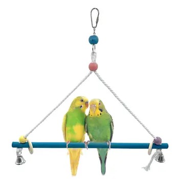 

Parrot Swings Toys With Bells Bird Stand Perch Toys Swing Perch Cage Swing Toy for Small Medium Birds and Parrots