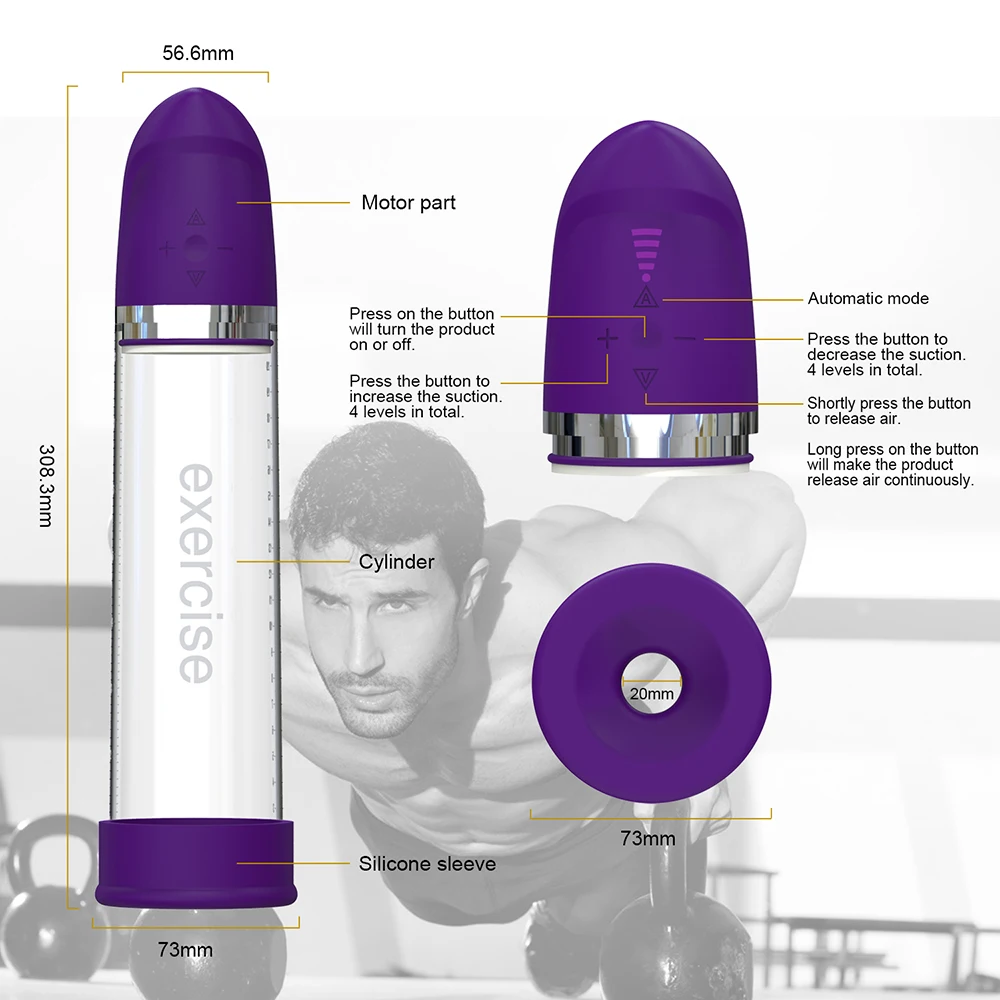 Electric Penis Pump Sex Toys for Men Male Masturbator Penis Extender Penile Vacuum Pump Penis Enlargement Enhancer Massager Ring (4)