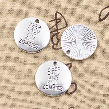 12pcs Charms Keep Calm And Kill Zombiles 20x20mm Antique Silver Color Pendants DIY Making Findings Handmade Tibetan Jewelry
12pcs Charms Keep Calm And Kill Zombiles 20x20mm Antique Silver Color Pendants DIY Making Findings Handmade Tibetan Jewelry