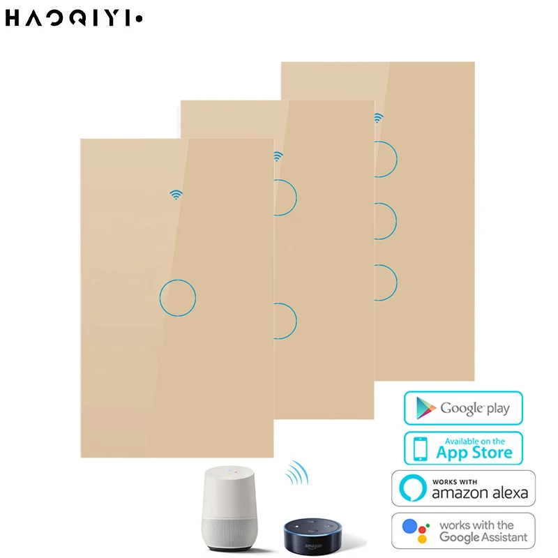 HAOQIYI APP WIFI touch switch American standard light switch supports smart home alexa through Google Assistant
HAOQIYI APP WIFI touch switch American standard light switch supports smart home alexa through Google Assistant