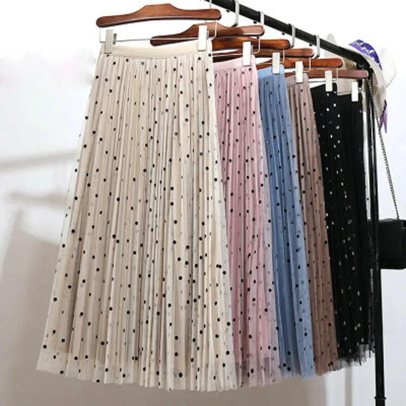 2019 Women's Boho Polka Dot Skirts High Waist Mesh Layers Summer Pleated Beach Ankle Length A-line Skirt NEW Fashion One Size
2019 Women's Boho Polka Dot Skirts High Waist Mesh Layers Summer Pleated Beach Ankle Length A-line Skirt NEW Fashion One Size