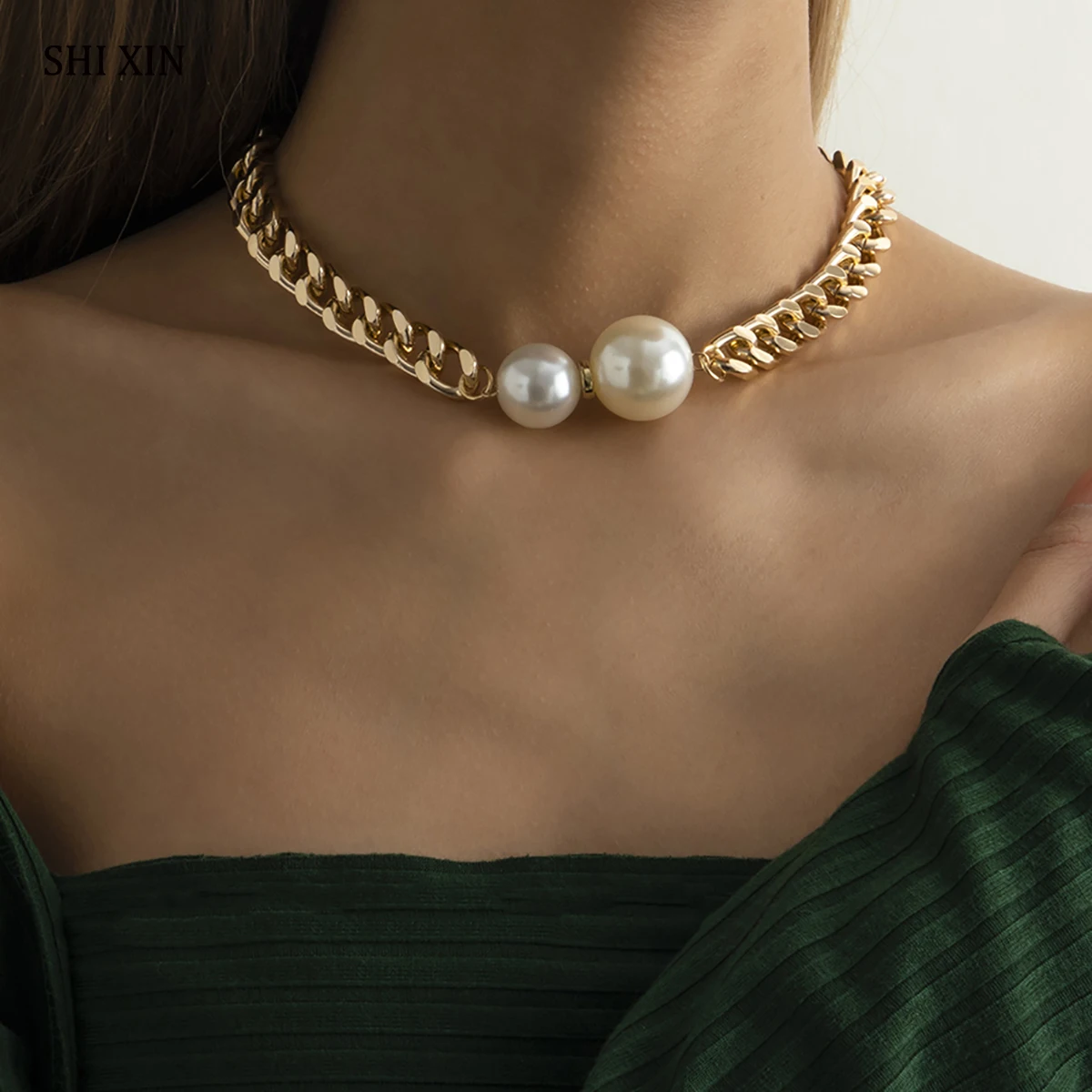 Простой дизайнерский чокер SHIXIN ожерелья для женщин модные золотого/серебряного