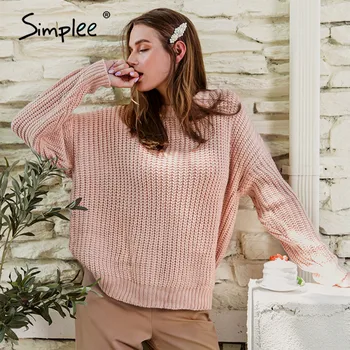 Simplee Autumn winter o-neck women knitted sweater Casual long sleeve button female sweater Fashion loose ladies pullover jumper
Simplee Autumn winter o-neck women knitted sweater Casual long sleeve button female sweater Fashion loose ladies pullover jumper