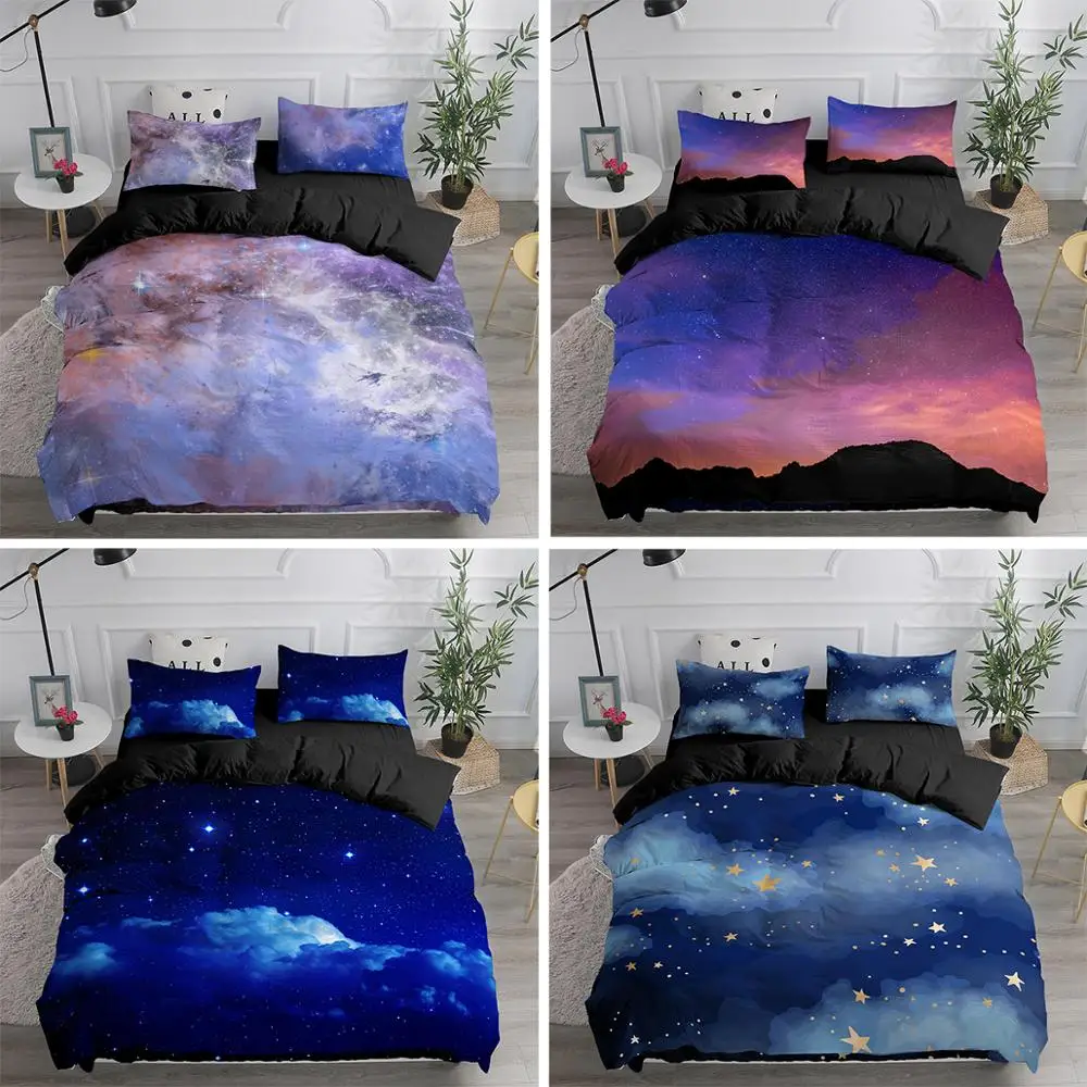 Starry Night Sky Bedding Set 3D Print Moon & Star Blue Gradient Color Comforter King Size Bed Sheet Pillowcases Duvet Cover
Starry Night Sky Bedding Set 3D Print Moon & Star Blue Gradient Color Comforter King Size Bed Sheet Pillowcases Duvet Cover