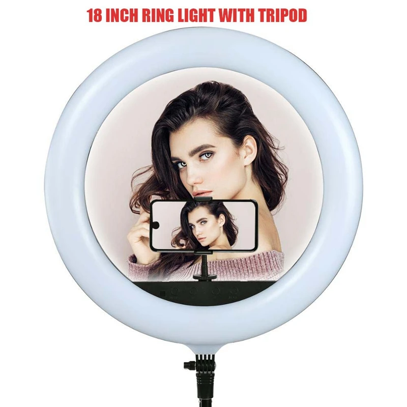 Professional 18 Inch Ring Light With Tripe Mobile Phone Holder Annular Lamp 45cm Photo Round Makeup Artist Ring Lamp Large
Professional 18 Inch Ring Light With Tripe Mobile Phone Holder Annular Lamp 45cm Photo Round Makeup Artist Ring Lamp Large