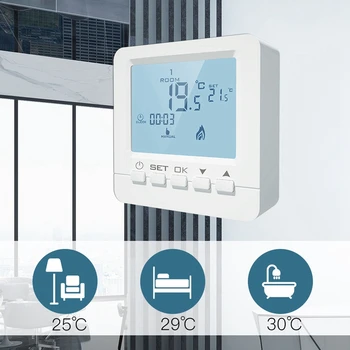 LCD 5A Wall-Hung Gas Boiler Heating Temperature Programmable Thermostat Battery Powered Thermoregulator with Backlight
LCD 5A Wall-Hung Gas Boiler Heating Temperature Programmable Thermostat Battery Powered Thermoregulator with Backlight