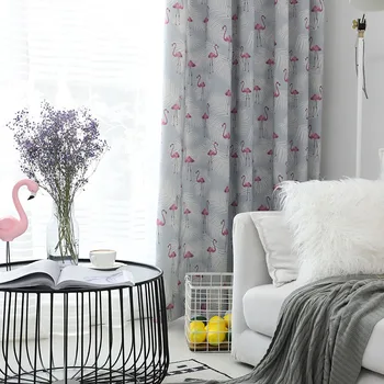 Modern Children's European Flamingo Spring Polyester Cotton Print Curtains for Living Dining Room Bedroom. 
Modern Children's European Flamingo Spring Polyester Cotton Print Curtains for Living Dining Room Bedroom.