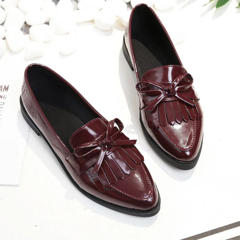 Tassel Bow Knot Women Oxfords Female Derby Leather Brand Casual Pointed Toe Slip On Flats Ladies Comfort Autumn Brogue Shoes
Tassel Bow Knot Women Oxfords Female Derby Leather Brand Casual Pointed Toe Slip On Flats Ladies Comfort Autumn Brogue Shoes