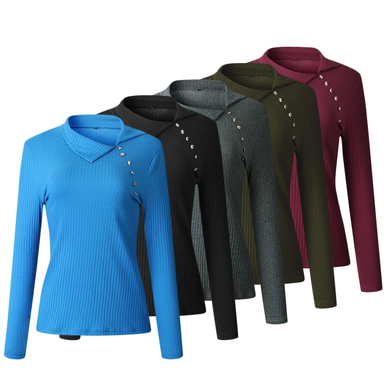 New Long-Sleeved Sweater Female Slung Collar Rib Knit Button Slim stand Collar Fashion Shirt Women's Pullover 2019 Korean Style
New Long-Sleeved Sweater Female Slung Collar Rib Knit Button Slim stand Collar Fashion Shirt Women's Pullover 2019 Korean Style