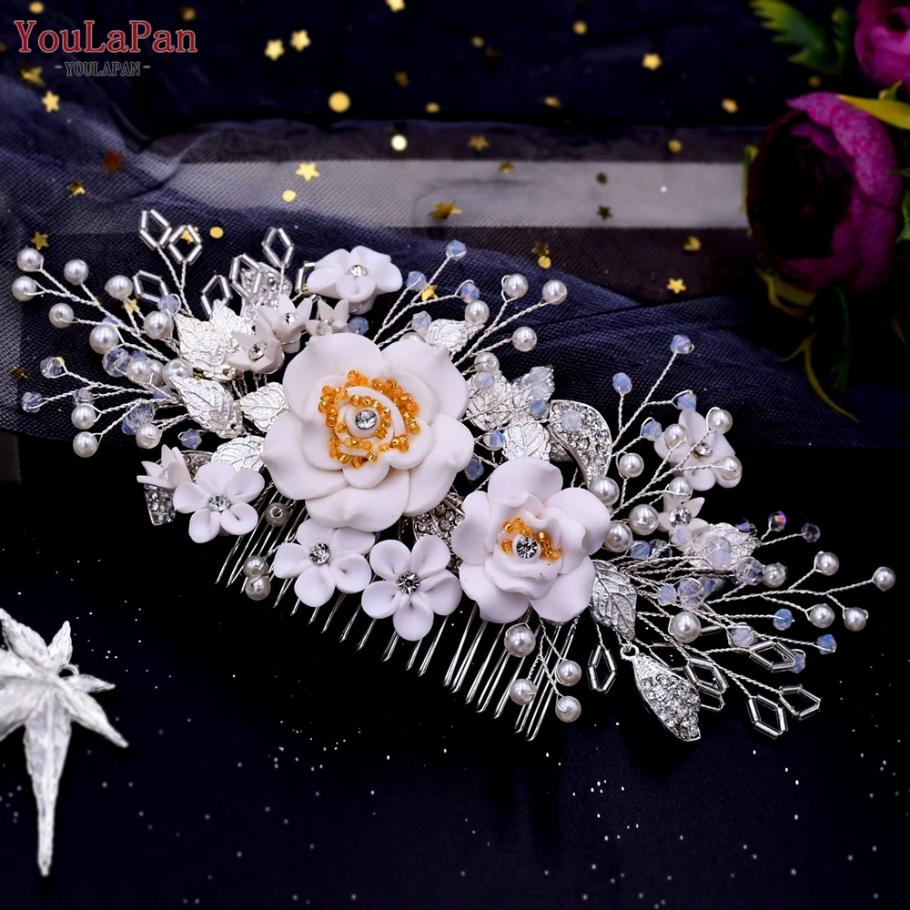 TOPQUEEN HP320 Floral Wedding Hair Piece Side Comb Bridal with Flowers Bridemaids Head Pieces Pearl Clips | Свадьбы и торжества