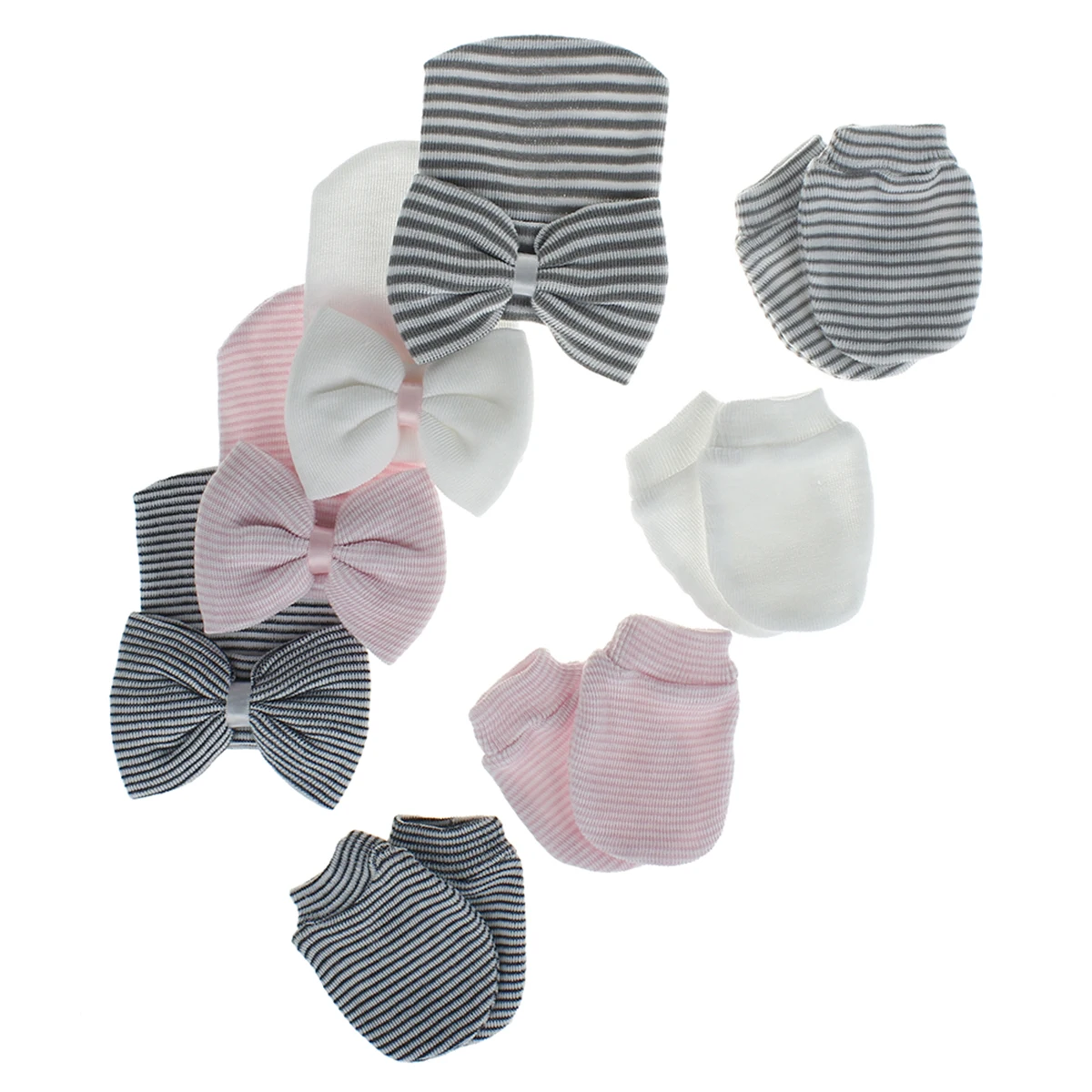 3Pcs Set Soft Cotton Autumn Winter Newborn Baby Hats Gloves Set Sweet Striped Bow Warm Cap+Knitted Gloves Kit Infant Accessories
3Pcs Set Soft Cotton Autumn Winter Newborn Baby Hats Gloves Set Sweet Striped Bow Warm Cap+Knitted Gloves Kit Infant Accessories