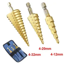 3Pcs HSS Titanium Coated Step Drill Bit 4-12mm 4-20mm 4-32mm Straight Groove Step Core Drill For Wood Metal Plastic Drilling
3Pcs HSS Titanium Coated Step Drill Bit 4-12mm 4-20mm 4-32mm Straight Groove Step Core Drill For Wood Metal Plastic Drilling