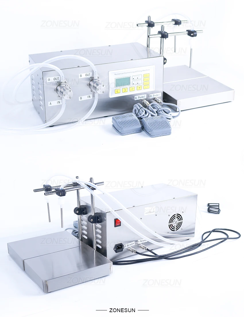 ZONEPACK ZS-MP252W Полуавтоматическая машина для наполнения и взвешивания спиртных напитков Очиститель туалета Молочные духи Сильнокислотный двойной наполнитель 