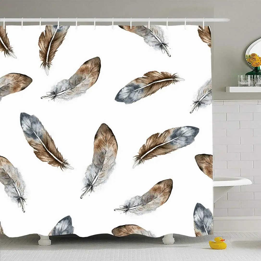 Shower Curtain Set with Hooks 66x72 Watercolor Decoration Grey Brown Feathers Textile Pattern Color Isolated Nature Seamless
Shower Curtain Set with Hooks 66x72 Watercolor Decoration Grey Brown Feathers Textile Pattern Color Isolated Nature Seamless
