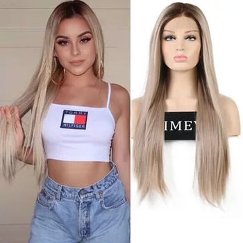 AIMEYA Ombre Blonde Lace Front Wigs for Women Middle Part Long Silky Straight Synthetic Wig Brown Roots Straight Blond Wig
AIMEYA Ombre Blonde Lace Front Wigs for Women Middle Part Long Silky Straight Synthetic Wig Brown Roots Straight Blond Wig