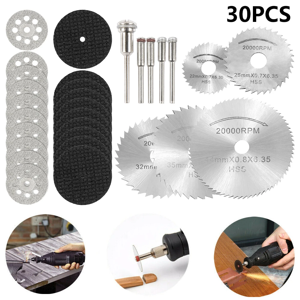 30pcs Metal Cutting Wheel Hss High Speed Steel Rotary Blade Wheel Discs Mandrel For Tools Wood Cutting Saw For Dremel Cutoff 
30pcs Metal Cutting Wheel Hss High Speed Steel Rotary Blade Wheel Discs Mandrel For Tools Wood Cutting Saw For Dremel Cutoff