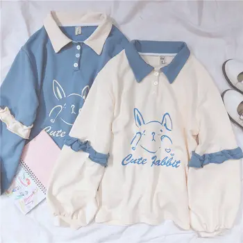 New fall loose long sleeve Plush girl's Lapel cute rabbit print lace splicing sweet lovely cotton Pullover
New fall loose long sleeve Plush girl's Lapel cute rabbit print lace splicing sweet lovely cotton Pullover