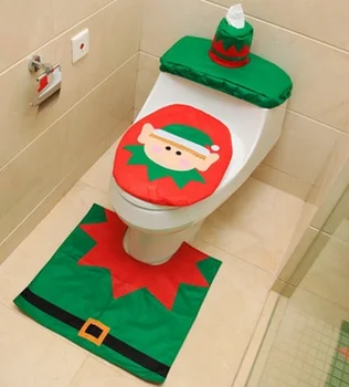 

Christmas Toilet Seat Cover Decoration 3D Christmas Santa Snowman Deer Elf Toilet Seat Cover + Rug + Tank Tissue Box Cover Set