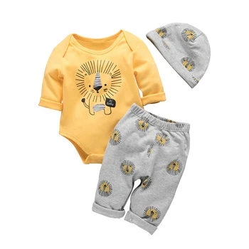2020 Baby Spring Autumn Cotton Lion Casual 3 Pieces Set Baby Boy Toddler Cute Bodysuit Pants Hat Suit Baby Clothes
2020 Baby Spring Autumn Cotton Lion Casual 3 Pieces Set Baby Boy Toddler Cute Bodysuit Pants Hat Suit Baby Clothes