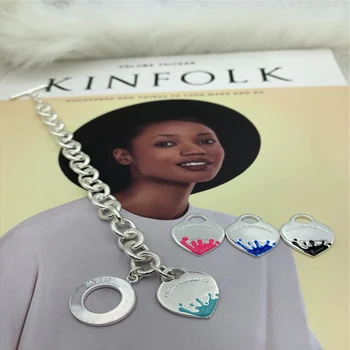 Women Bracelet Heart-shaped Water droplets accessories Rough Circle buckle chain S925 Sterling silver Jewelry Valentine gift 
Women Bracelet Heart-shaped Water droplets accessories Rough Circle buckle chain S925 Sterling silver Jewelry Valentine gift