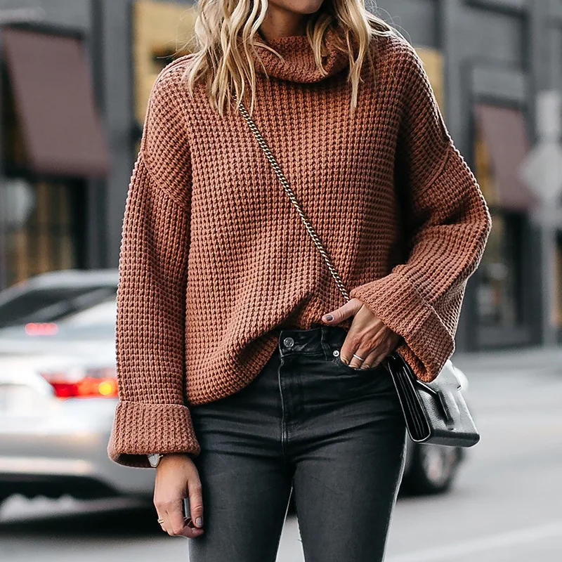 New Style for Autumn and Winter European and American Cross-Border Amazon EBay Turtleneck Loose Sweater Women's Knitted Sweater
New Style for Autumn and Winter European and American Cross-Border Amazon EBay Turtleneck Loose Sweater Women's Knitted Sweater