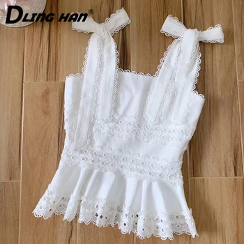 LINGHAN Vacation Embroidery Linen Camis Top Elegant Bow Ruffles Sexy sleeveless Tops Designer Spring Summer New 
LINGHAN Vacation Embroidery Linen Camis Top Elegant Bow Ruffles Sexy sleeveless Tops Designer Spring Summer New