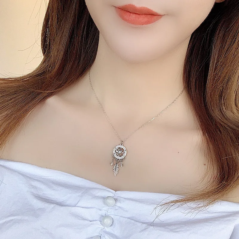 S925 Fine Silver Dreamcatcher Necklace Women's Japanese And South Korean Style MORI Series INS Diamond Set Tassels Leaf Pendant
S925 Fine Silver Dreamcatcher Necklace Women's Japanese And South Korean Style MORI Series INS Diamond Set Tassels Leaf Pendant