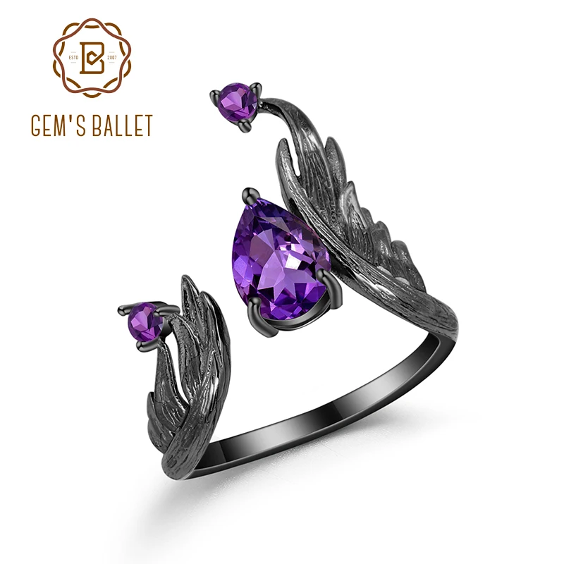 GEM'S BALLET 1.43Ct Natural Amethyst Gemstone Open Rings 925 Sterling Silver Handmade Adjustable Angel's Wing Ring for Women
GEM'S BALLET 1.43Ct Natural Amethyst Gemstone Open Rings 925 Sterling Silver Handmade Adjustable Angel's Wing Ring for Women
